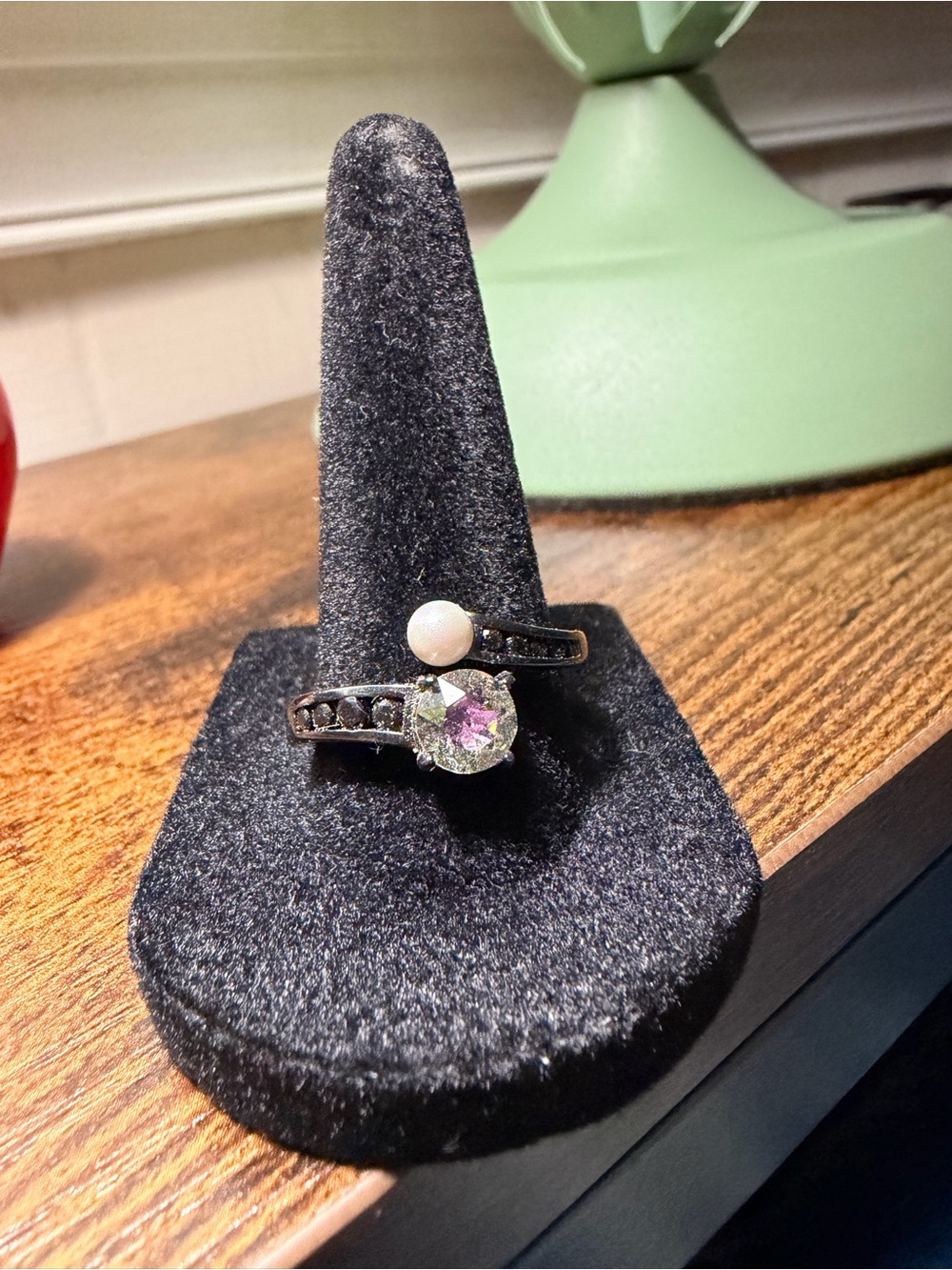 Sterling Silver Pearl and Cubic Zirconia Ring - White
